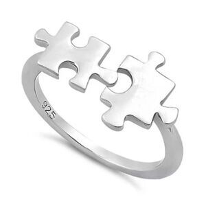 Sterling Silver Jigsaw Pieces Ring New
